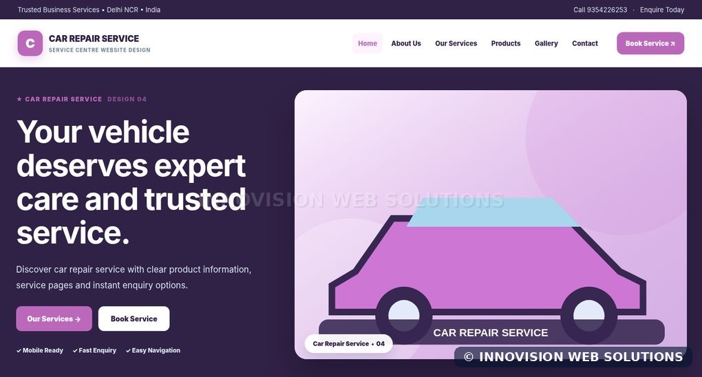 Car Repair Service responsive homepage design 04 for Service Centre Website Design