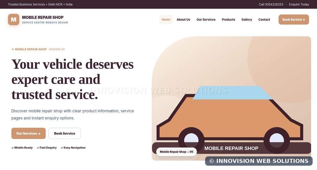 Mobile Repair Shop responsive homepage design 05 for Service Centre Website Design