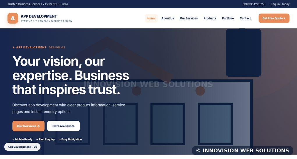 App Development responsive homepage design 02 for Startup / IT Company Website Design