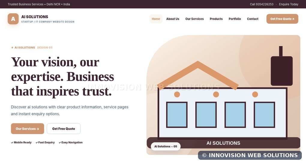 AI Solutions responsive homepage design 05 for Startup / IT Company Website Design