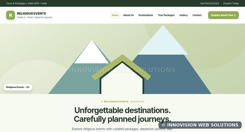 Religious Events responsive homepage design 03 for Temple / Trust Website Design