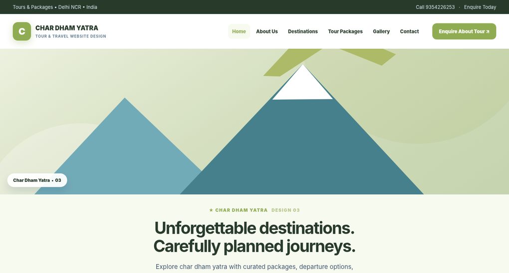 Preview screenshot of Tour & Travel Website Design design 03, click to open interactive pages